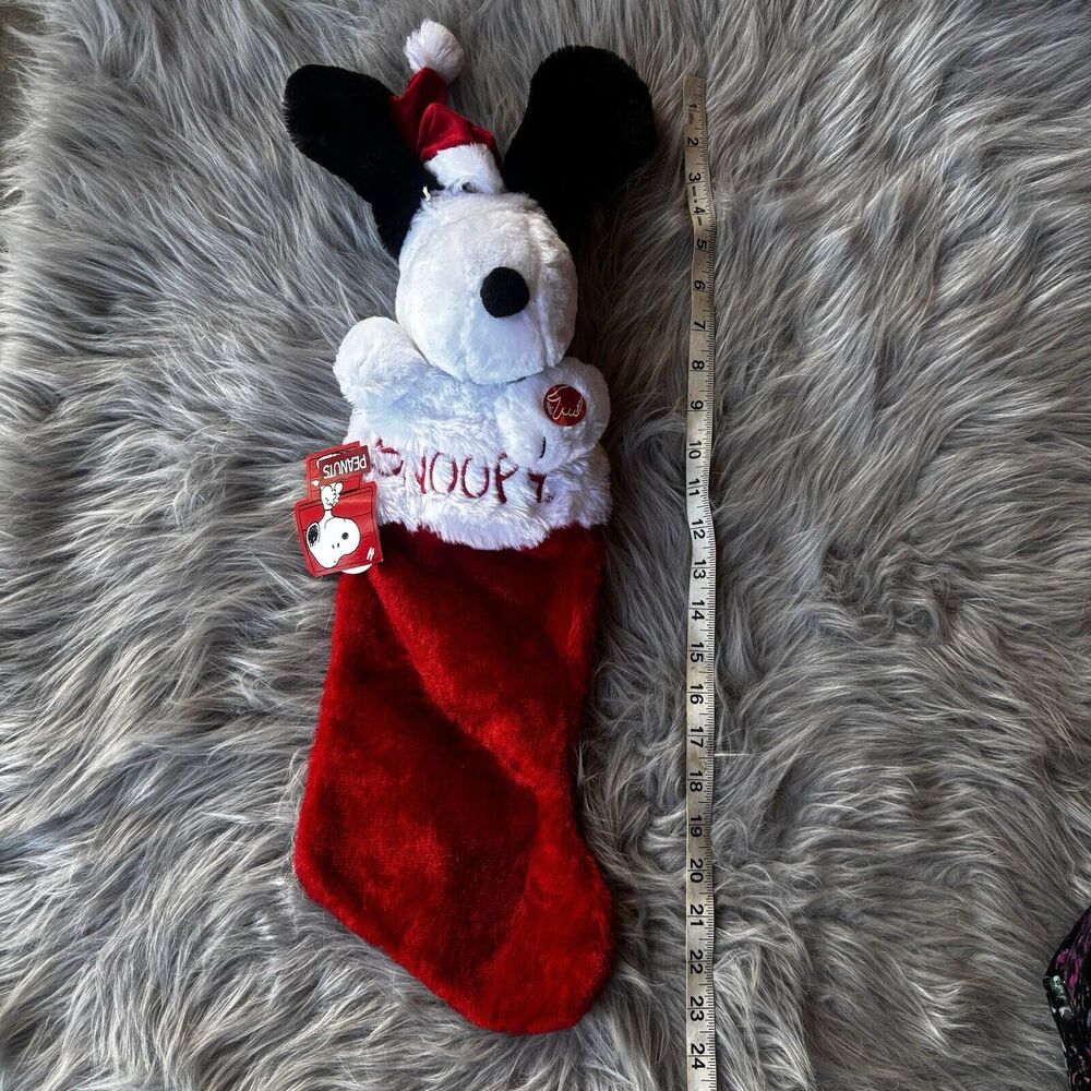 Snoopy Christmas Stocking Animated Ears Move Plush Musical Peanuts 19" Long - Picture 8 of 8